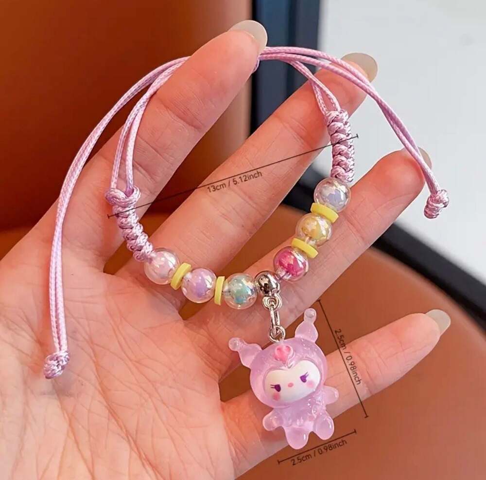 Sanrio Cartoon Kuromi Beaded Adjustable Braided Bracelet